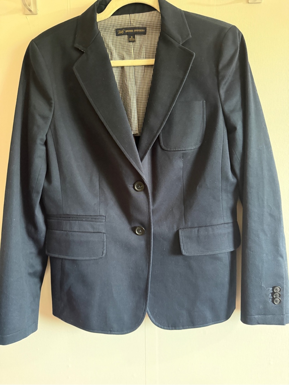 Brooks Brothers 346 Navy Stretch Cotton Blazer Preppy Tailored Jacket Sz 8